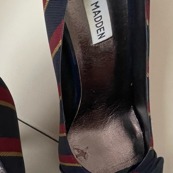 Steve Madden Navy and Red Covered Platform Peep Toe Pumps - Picture 6 of 14